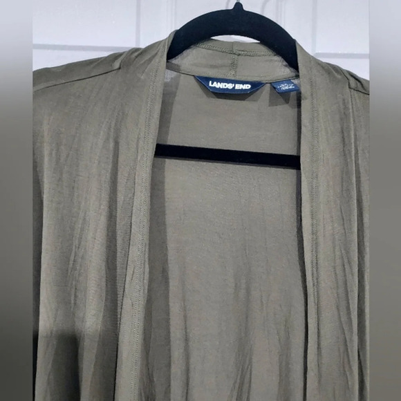 Lands' End Olive Green Open Front Long Sleeve Cardigan in Size 3X (24W-26W) - Picture 3 of 10